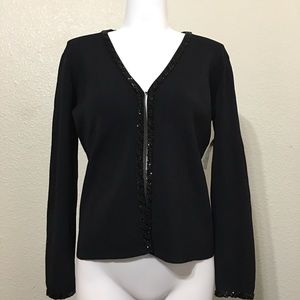 M. Nicole Evening Beaded Trim Cardigan